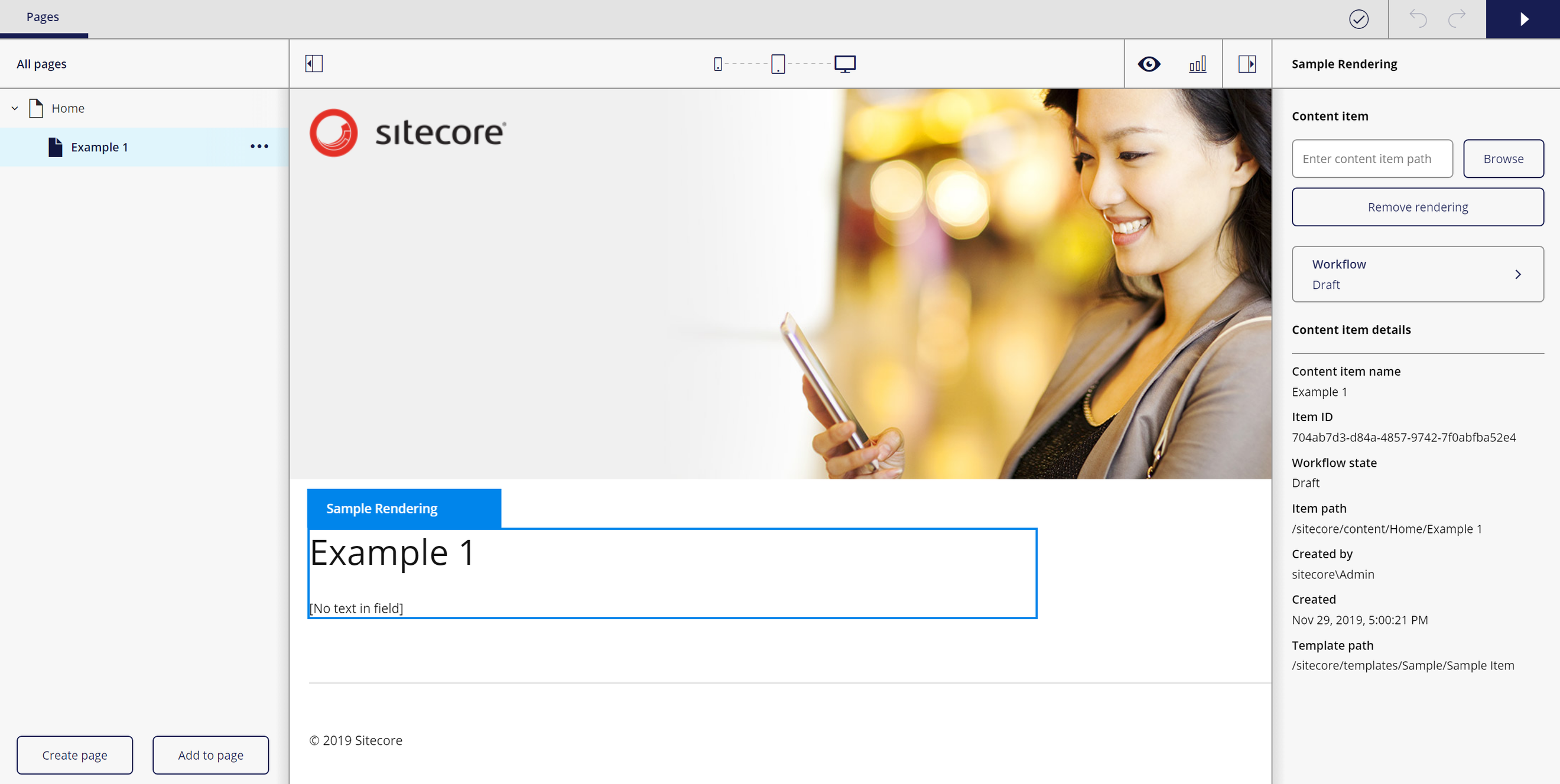 Sample page in Horizon